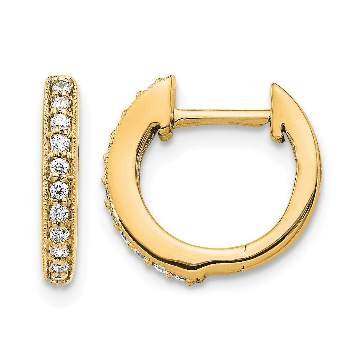 14k 1/8 carat Diamond Hinged Hoop Earrings