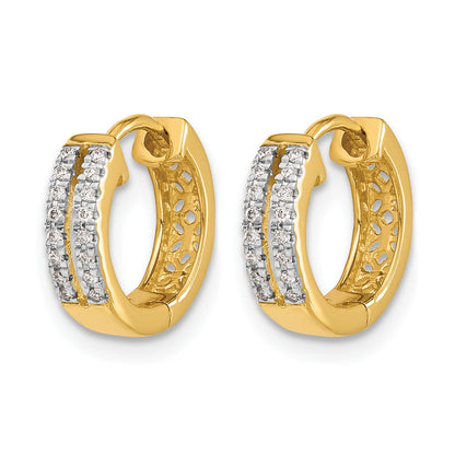 14k 2-row 1/10 carat Diamond Hinged Round Hoop Earrings