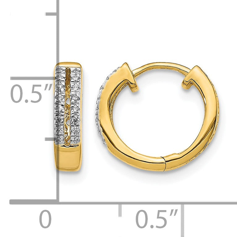 14k 2-row 1/10 carat Diamond Hinged Round Hoop Earrings