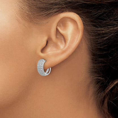 14k White Gold 5/8 carat Diamond Pave Hinged Hoop Earrings