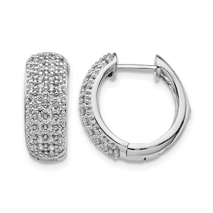 14k White Gold 5/8 carat Diamond Pave Hinged Hoop Earrings