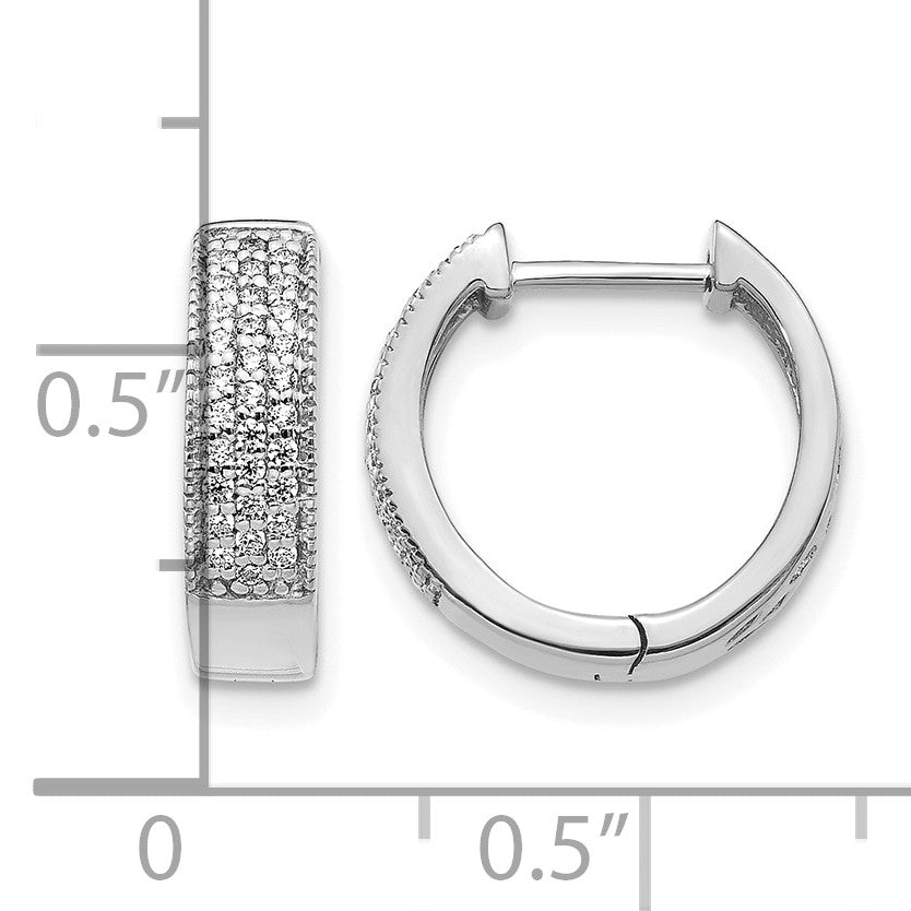 14k White Gold 1/4 carat Diamond Pave Hinged Hoop Earrings