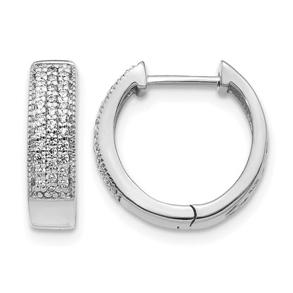 14k White Gold 1/4 carat Diamond Pave Hinged Hoop Earrings
