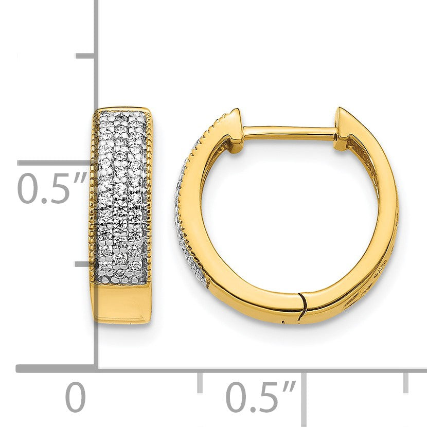 14k 1/4 carat Diamond Pave Hinged Hoop Earrings