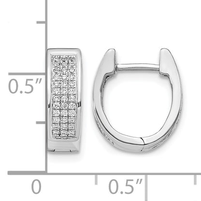 14k White Gold 1/4 carat Diamond Pave Small Hinged Oval Hoop Earrings