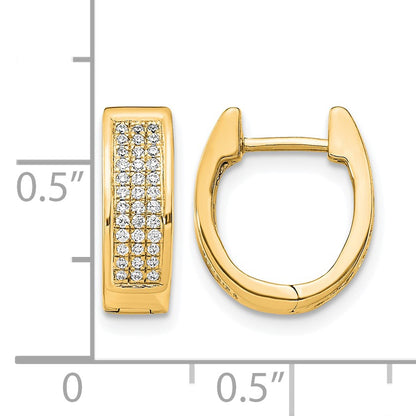 14k 1/4 carat Diamond Pave Small Hinged Oval Hoop Earrings