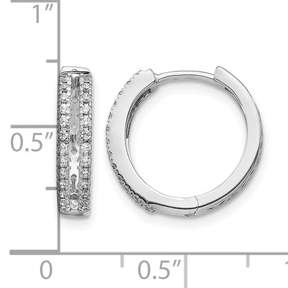 14k White Gold 2-row 1/4 carat Diamond Hinged Round Hoop Earrings