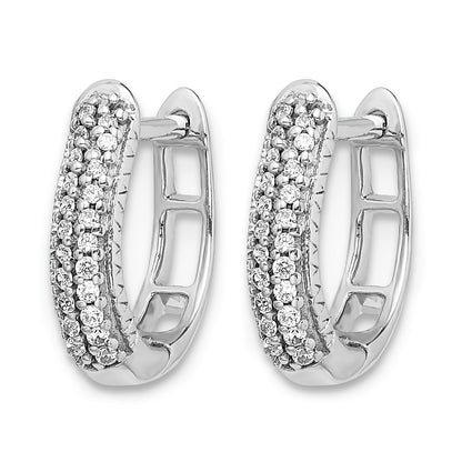 14k White Gold 2-row 1/6 carat Diamond Hinged Hoop Earrings