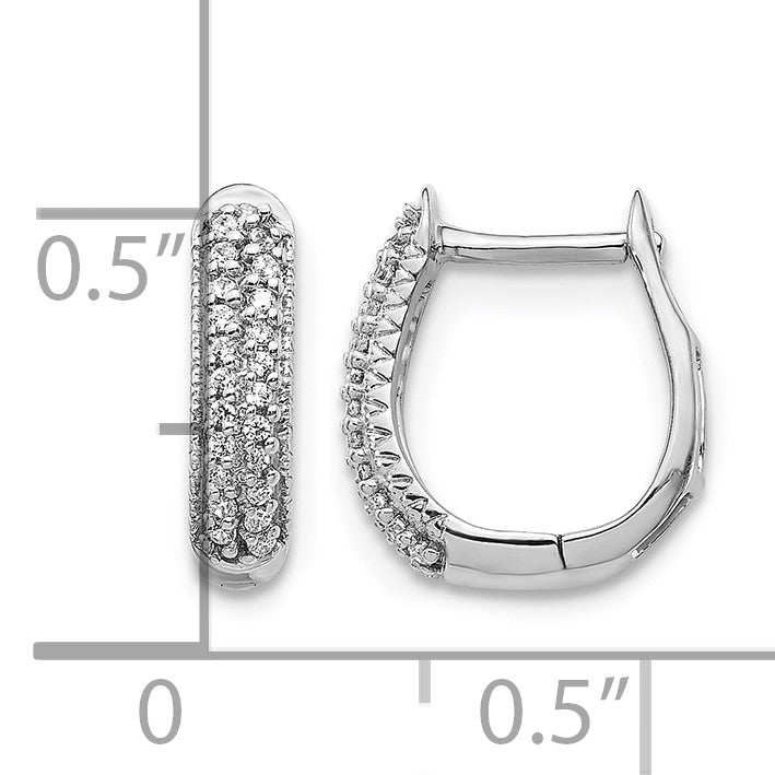 14k White Gold 2-row 1/6 carat Diamond Hinged Hoop Earrings