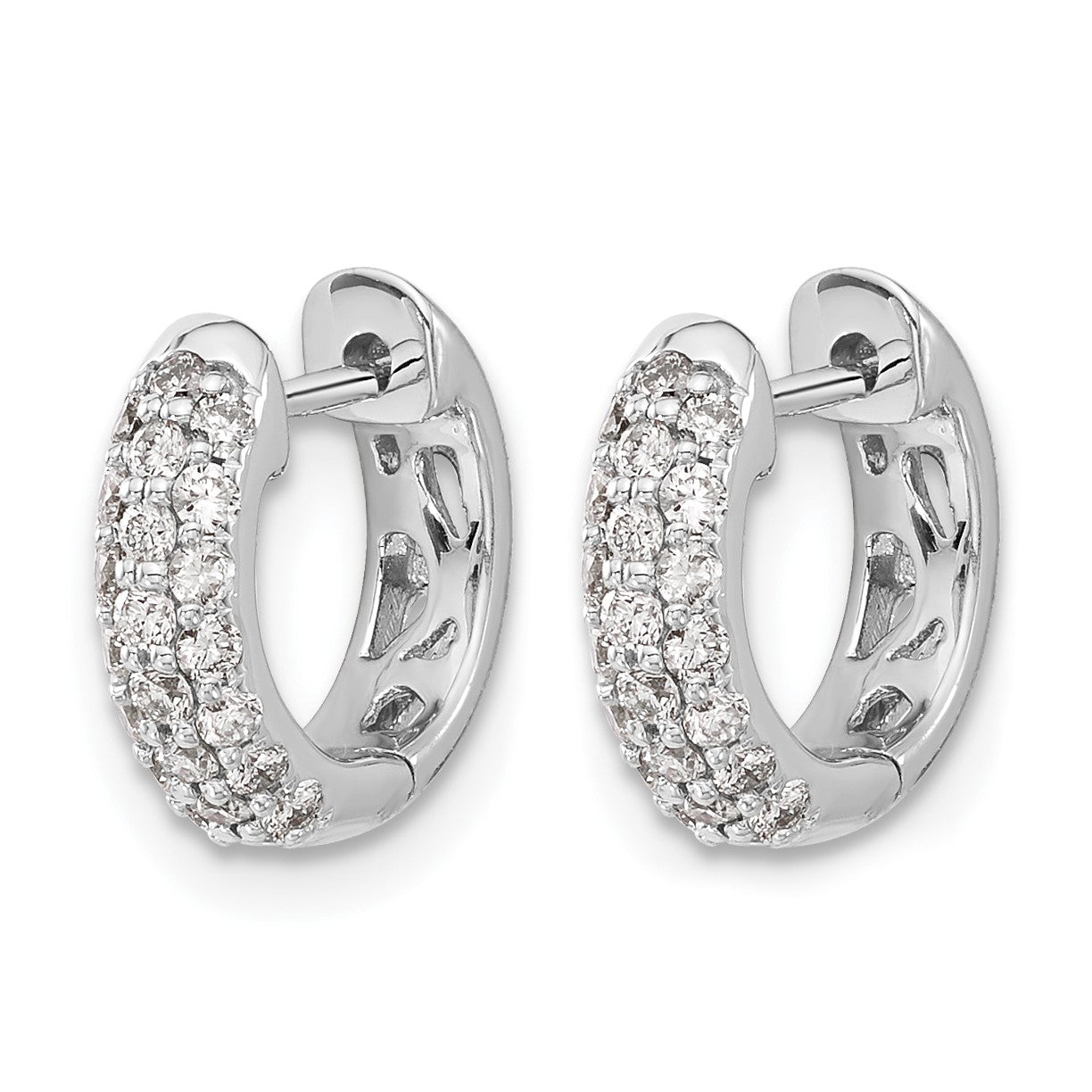 14k White Gold 1/2 carat Diamond Pave Hinged Hoop Earrings