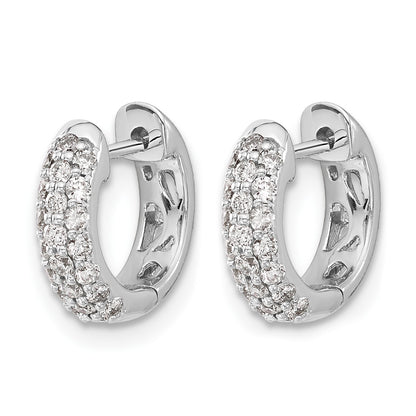 14k White Gold 1/2 carat Diamond Pave Hinged Hoop Earrings