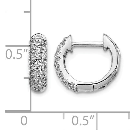 14k White Gold 1/2 carat Diamond Pave Hinged Hoop Earrings