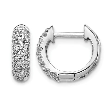 14k White Gold 1/2 carat Diamond Pave Hinged Hoop Earrings