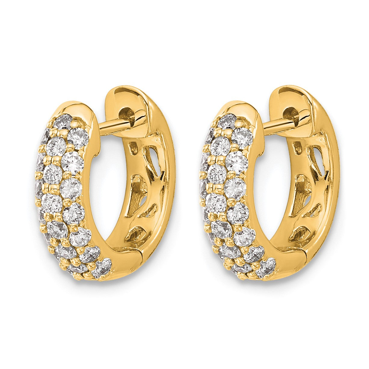 14k 1/2 carat Diamond Pave Hinged Hoop Earrings
