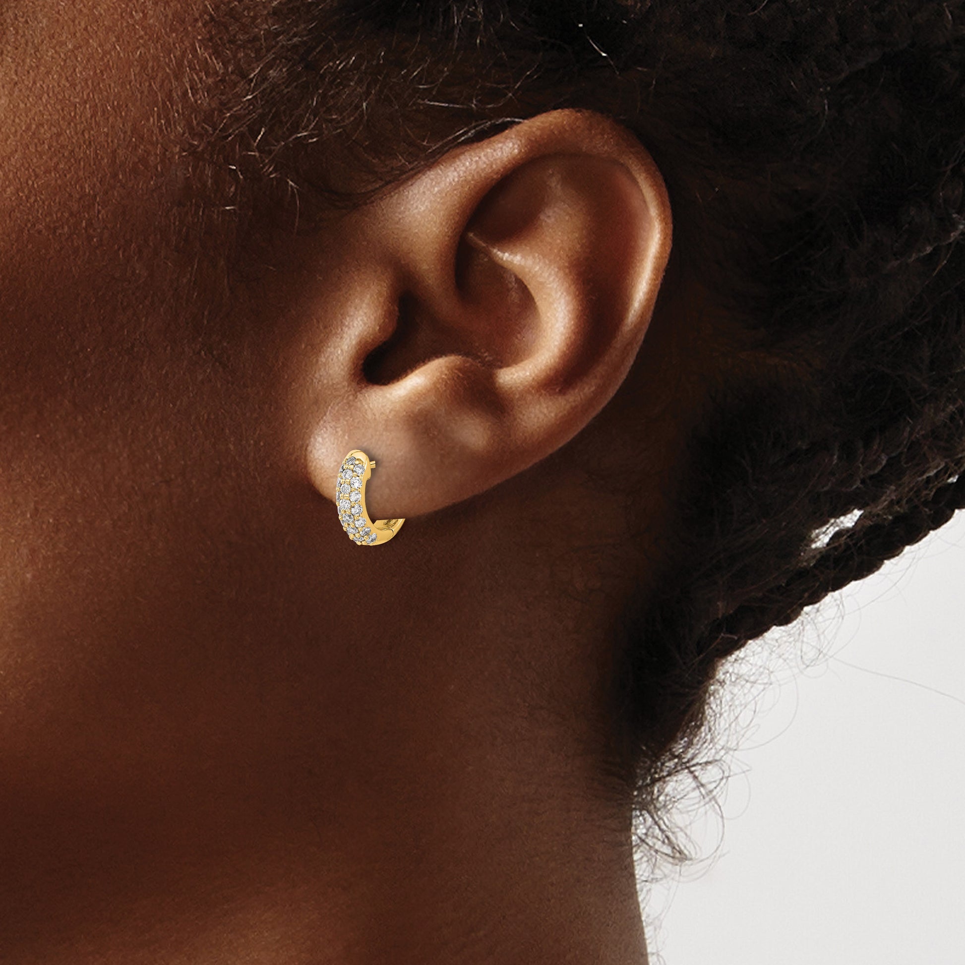 14k 1/2 carat Diamond Pave Hinged Hoop Earrings