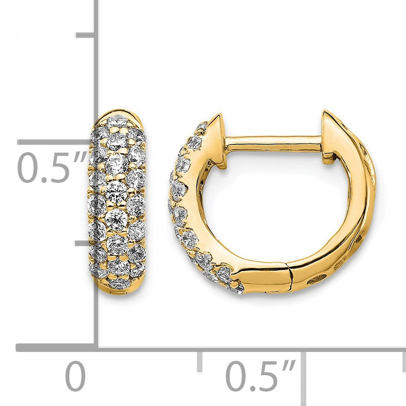 14k 1/2 carat Diamond Pave Hinged Hoop Earrings