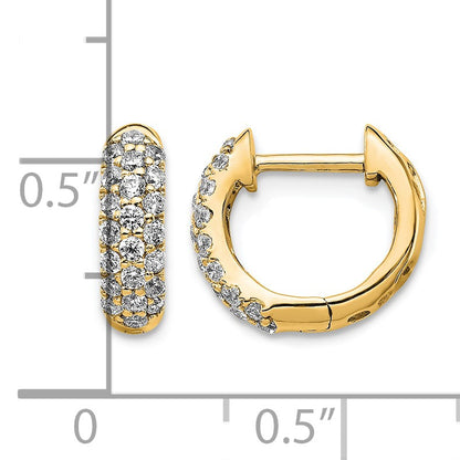 14k 1/2 carat Diamond Pave Hinged Hoop Earrings
