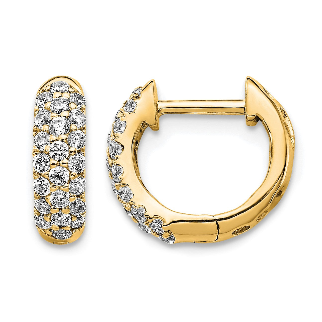 14k 1/2 carat Diamond Pave Hinged Hoop Earrings