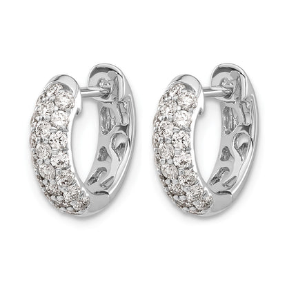 14k White Gold 5/8 carat Diamond Pave Hinged Hoop Earrings