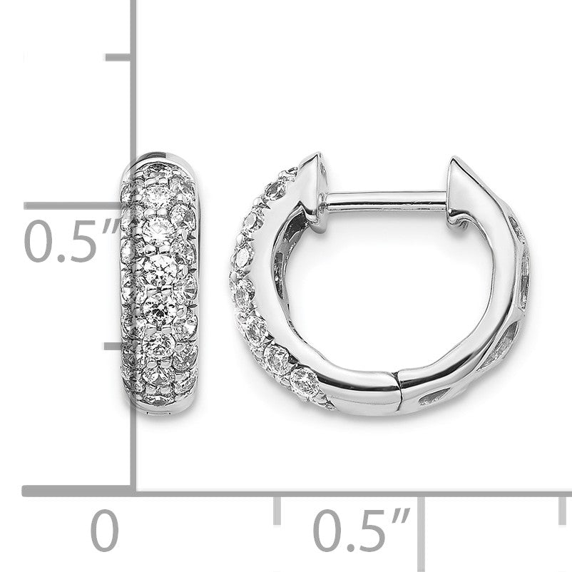 14k White Gold 5/8 carat Diamond Pave Hinged Hoop Earrings