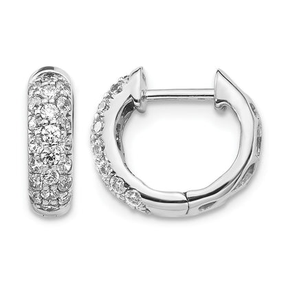 14k White Gold 5/8 carat Diamond Pave Hinged Hoop Earrings