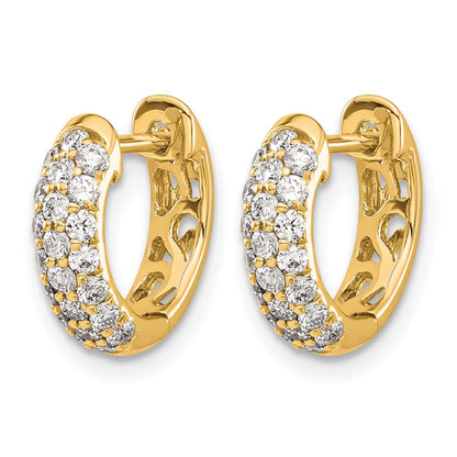 14k 5/8 carat Diamond Pave Hinged Hoop Earrings