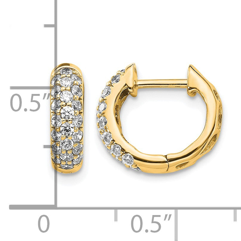 14k 5/8 carat Diamond Pave Hinged Hoop Earrings