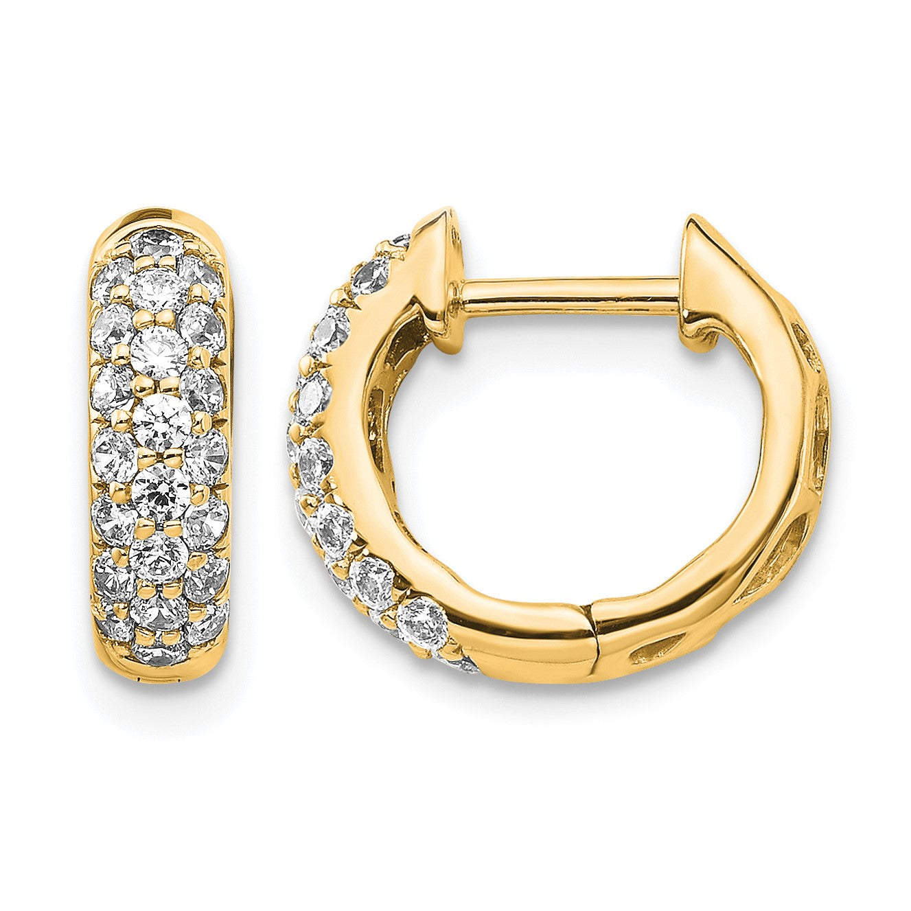 14k 5/8 carat Diamond Pave Hinged Hoop Earrings