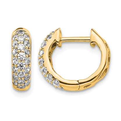 14k 5/8 carat Diamond Pave Hinged Hoop Earrings
