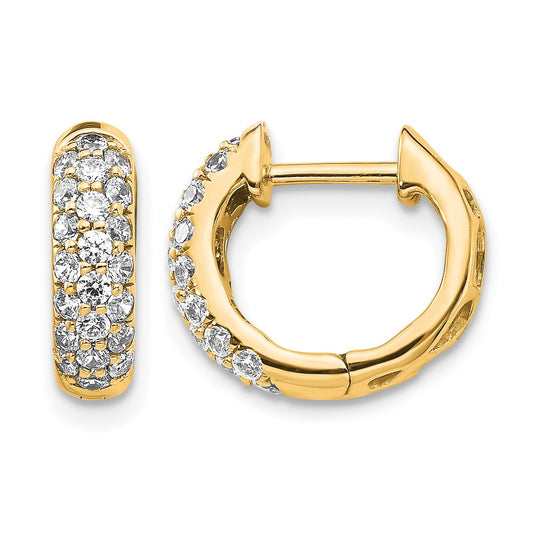 14k 5/8 carat Diamond Pave Hinged Hoop Earrings