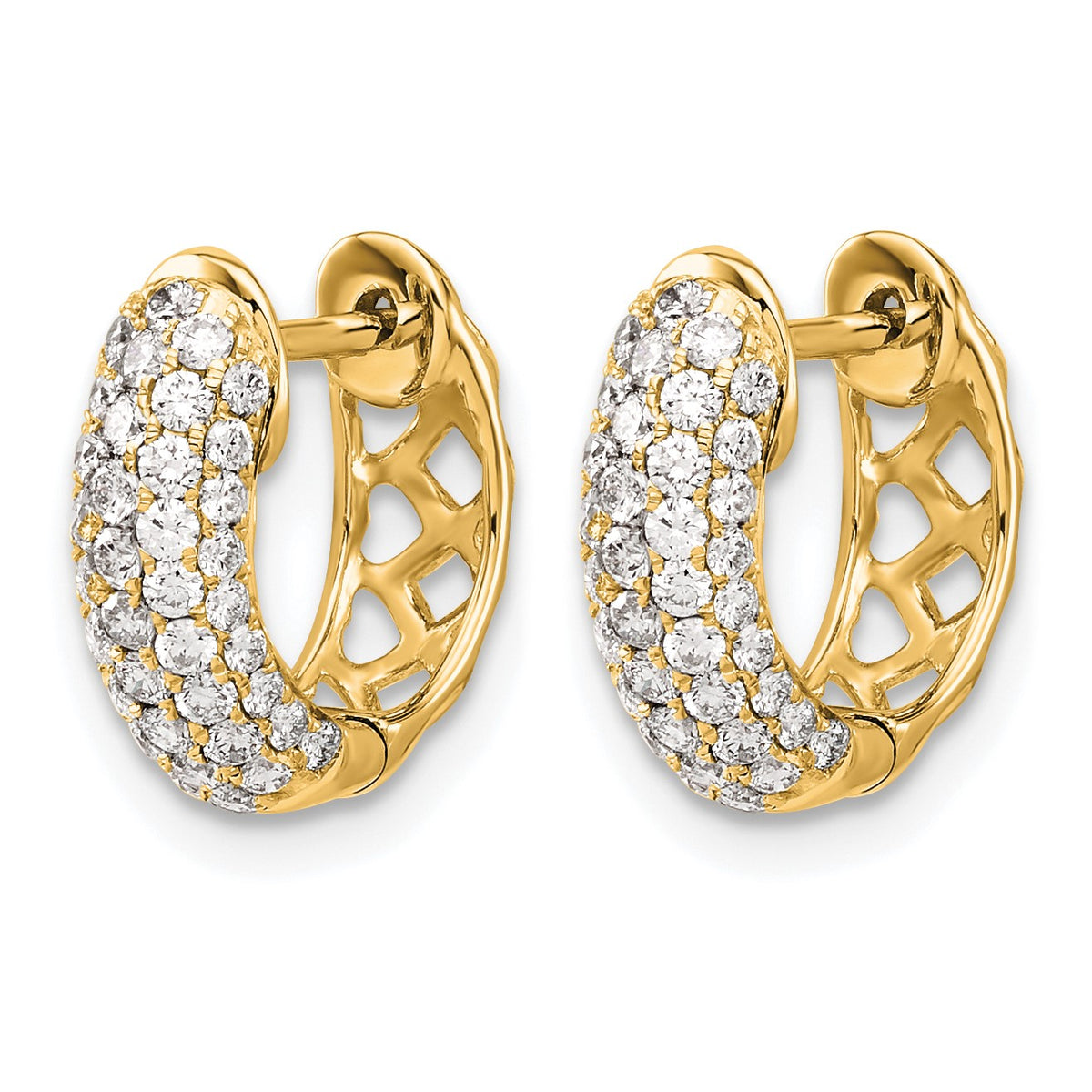 14k 3/4 carat Diamond Pave Hinged Hoop Earrings