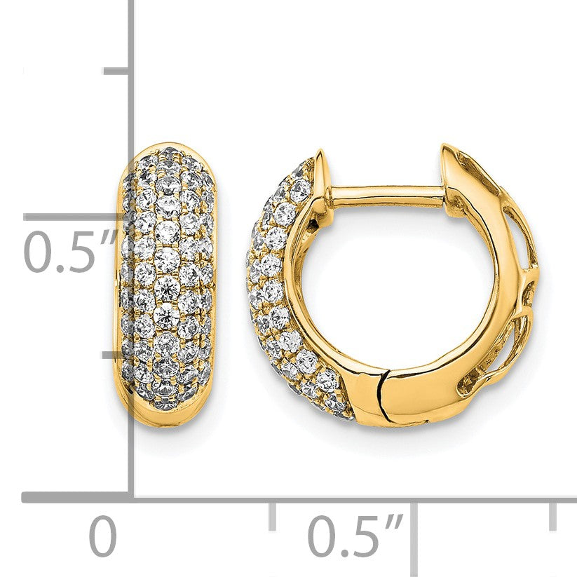 14k 3/4 carat Diamond Pave Hinged Hoop Earrings