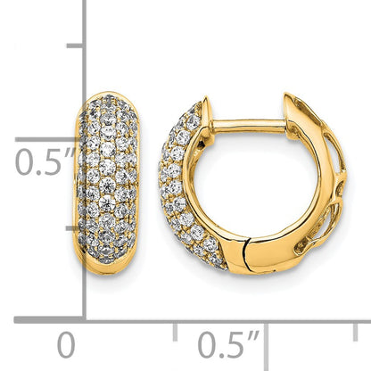 14k 3/4 carat Diamond Pave Hinged Hoop Earrings