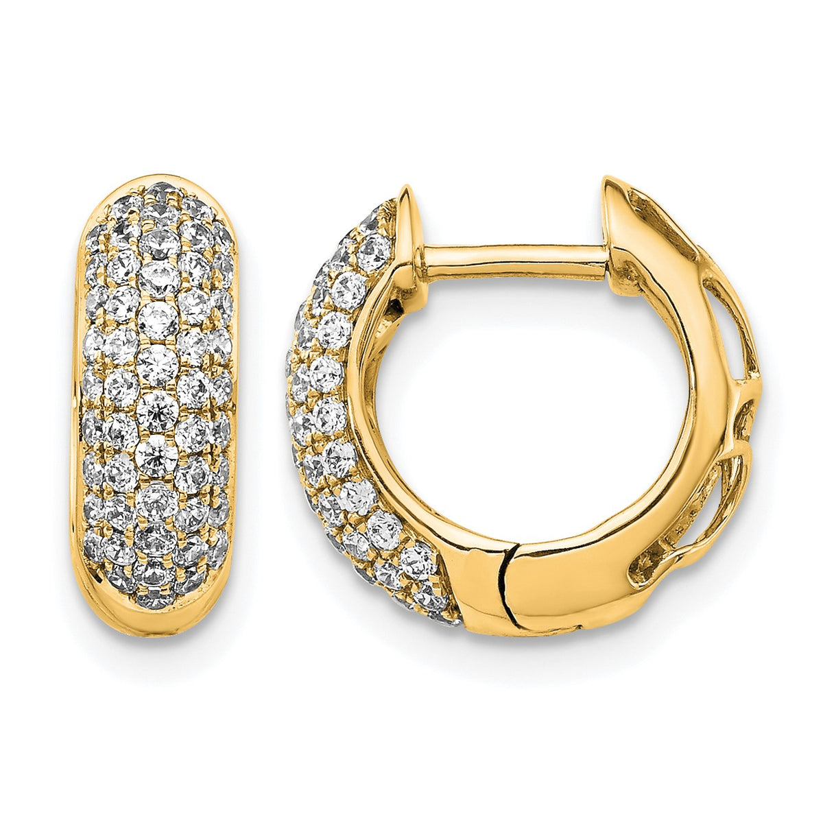 14k 3/4 carat Diamond Pave Hinged Hoop Earrings