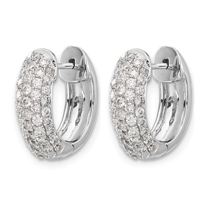 14k White Gold 1 carat Diamond Pave Hinged Hoop Earrings