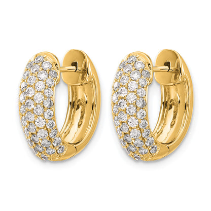 14k 1 carat Diamond Pave Hinged Hoop Earrings