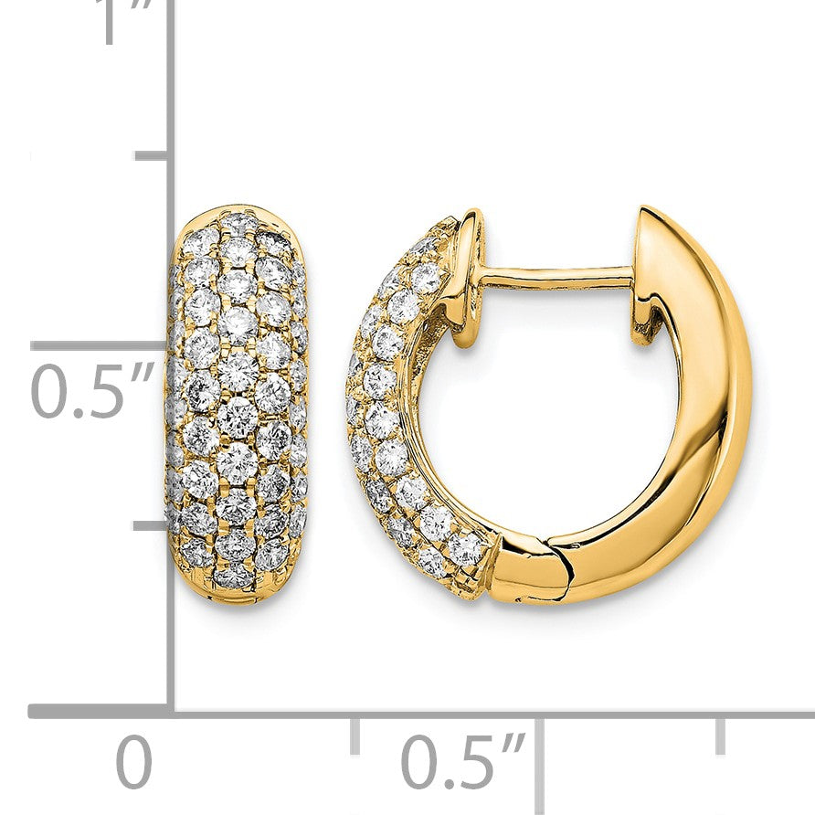 14k 1 carat Diamond Pave Hinged Hoop Earrings