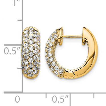 14k 1 carat Diamond Pave Hinged Hoop Earrings
