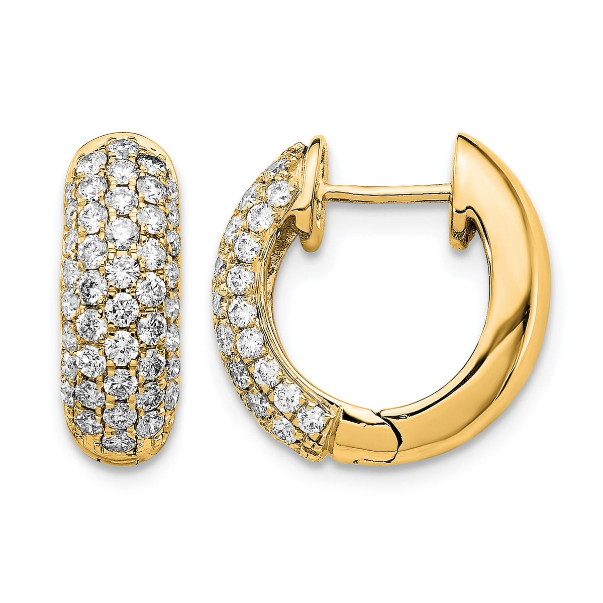 14k 1 carat Diamond Pave Hinged Hoop Earrings