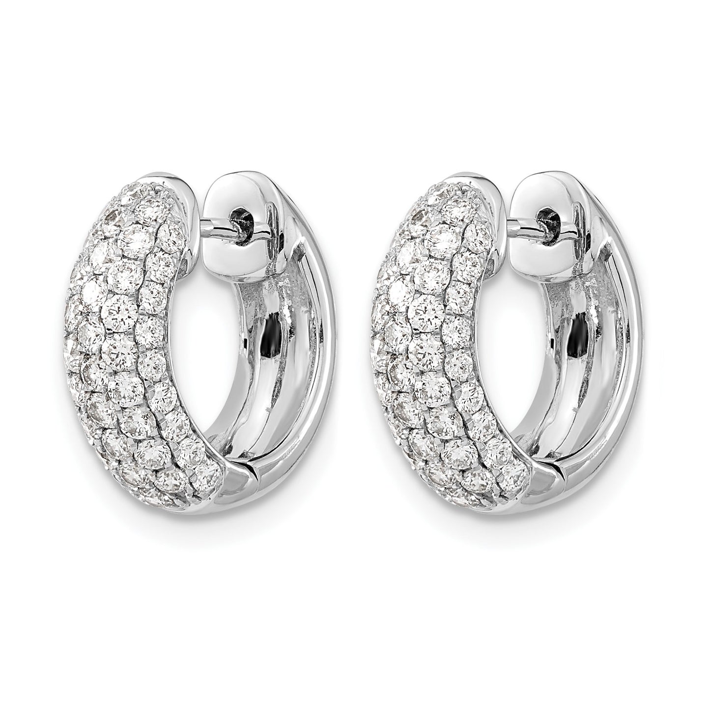 14k White Gold 1.2 carat Diamond Pave Hinged Hoop Earrings