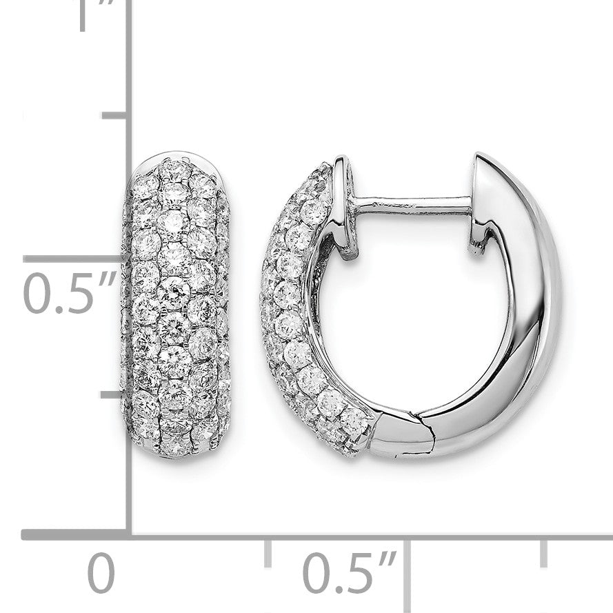 14k White Gold 1.2 carat Diamond Pave Hinged Hoop Earrings