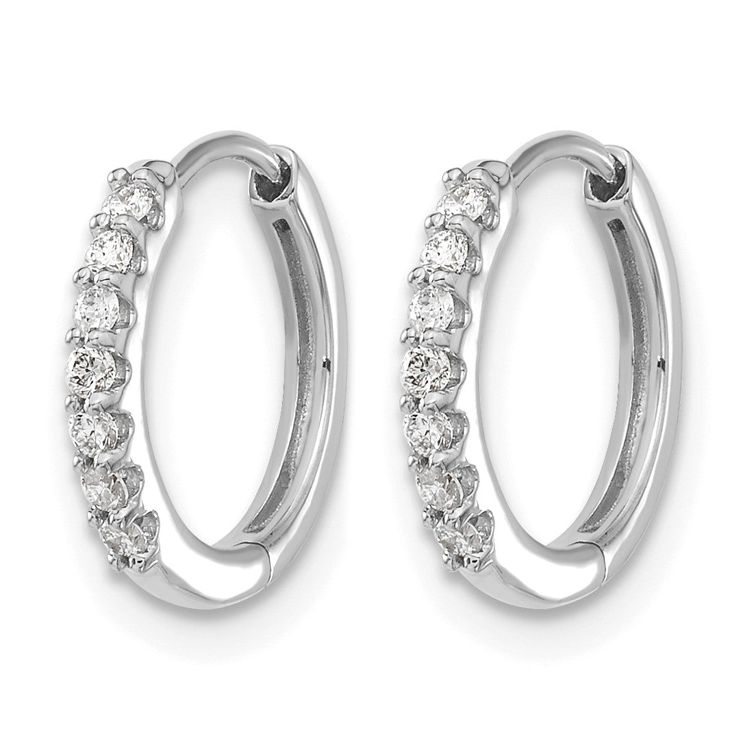 14k White Gold 1/6 carat Diamond Hinged Hoop Earrings