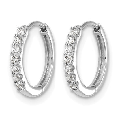 14k White Gold 1/6 carat Diamond Hinged Hoop Earrings