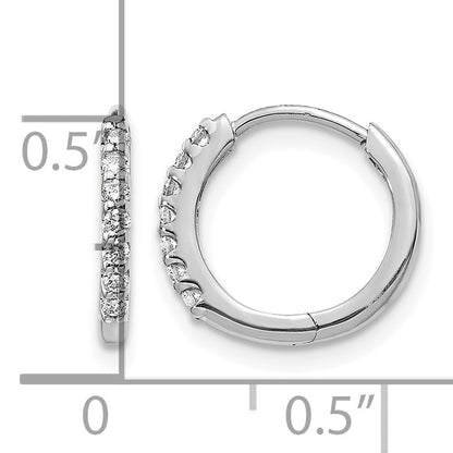 14k White Gold 1/6 carat Diamond Hinged Hoop Earrings