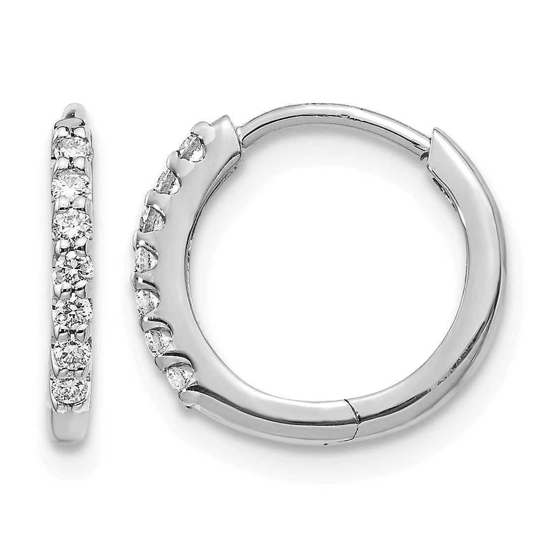 14k White Gold 1/6 carat Diamond Hinged Hoop Earrings