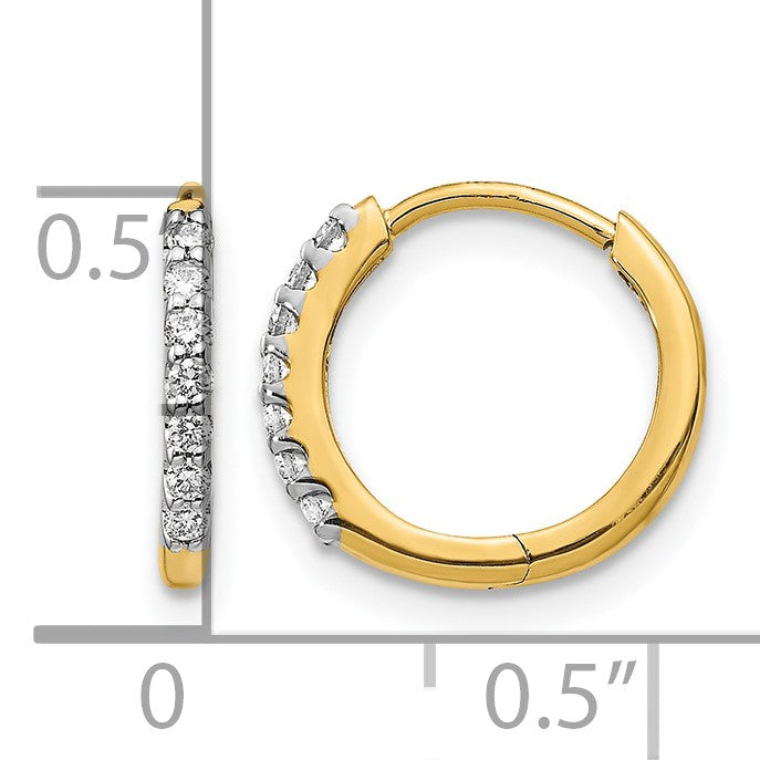 14k 1/6 carat Diamond Hinged Hoop Earrings