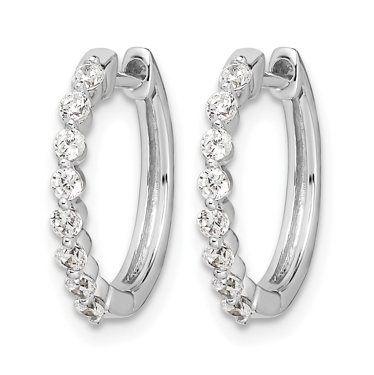 14k White Gold 1/3 carat Diamond Hinged Hoop Earrings