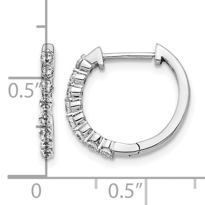 14k White Gold 1/3 carat Diamond Hinged Hoop Earrings