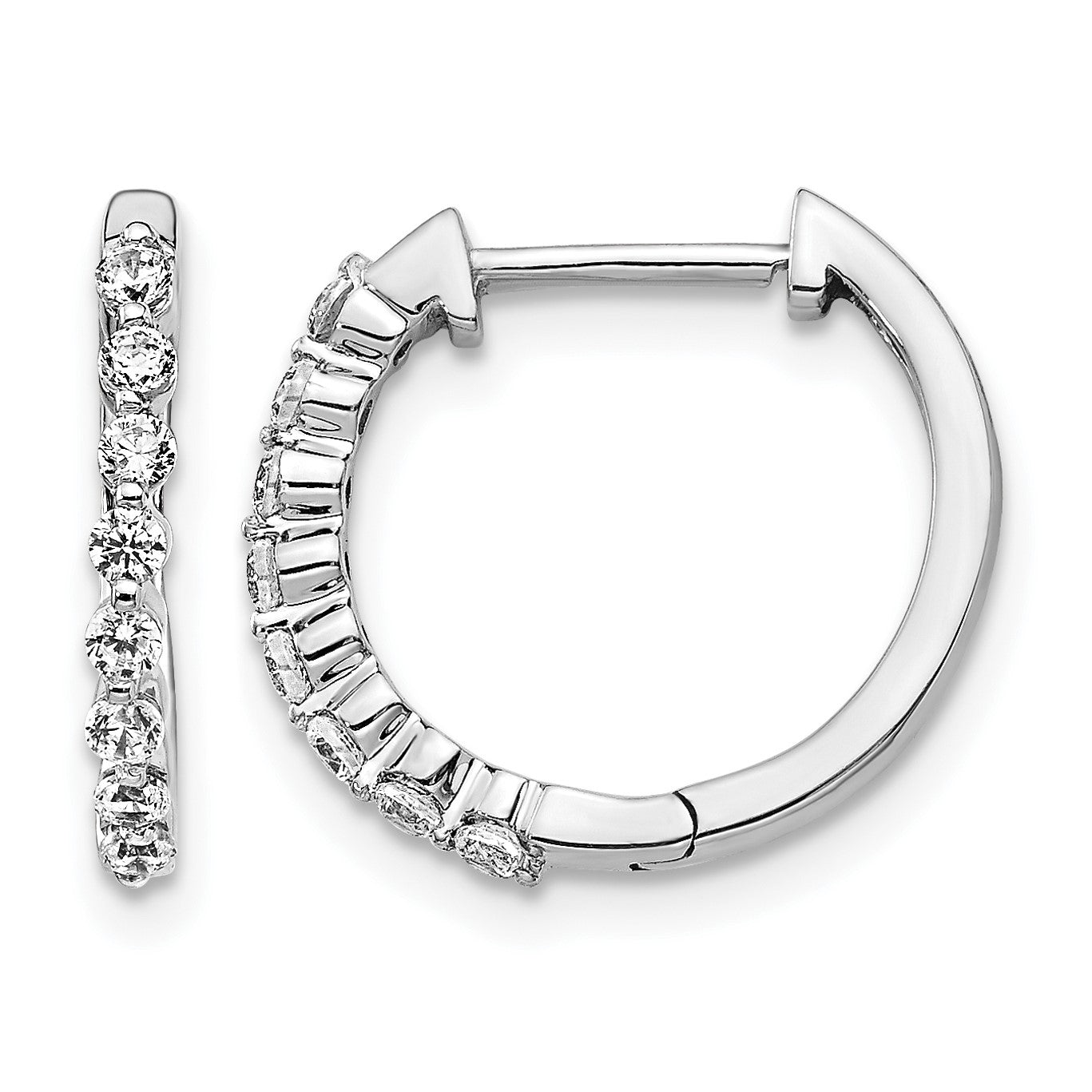 14k White Gold 1/3 carat Diamond Hinged Hoop Earrings