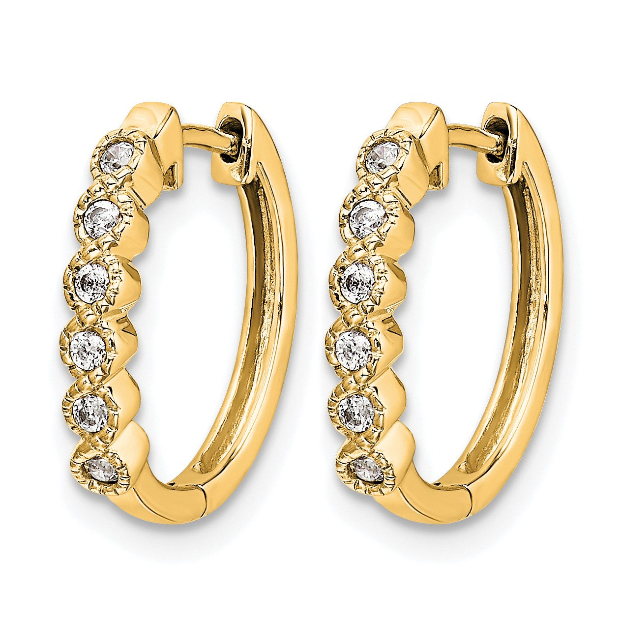 14k 1/8 carat Diamond Hinged Hoop Earrings